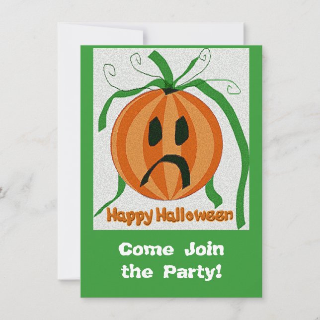 Vintage Sad Jack o' Lantern Invitation (Front)