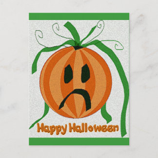 Vintage Sad Jack o' Lantern Postcard
