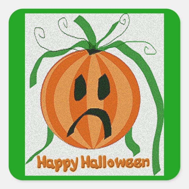 Vintage Sad Jack o' Lantern Square Sticker (Front)