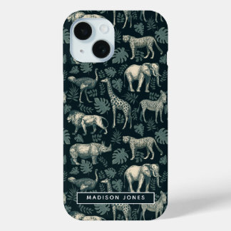 Vintage Safari African Animals iPhone 15 Case