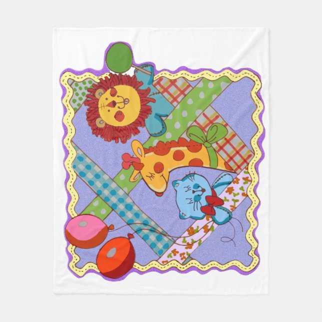 Vintage Safari Animals Fleece Blanket (Front)