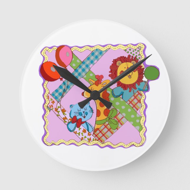 Vintage Safari Animals Wall Clock (Front)