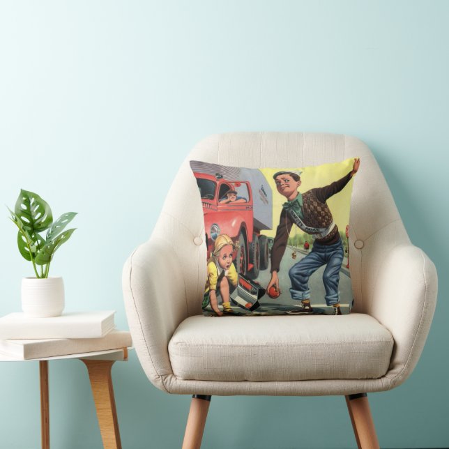 Vintage Safety Patrol Crossing Guard Helping Girl Cushion (Chair)