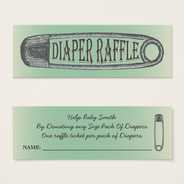 Vintage Safety Pin Baby Shower Game Diaper Raffle (Front & Back)