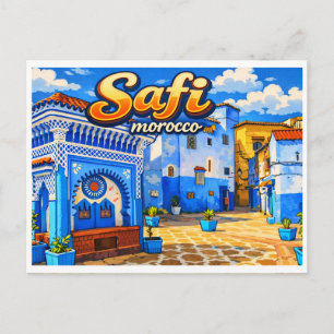 Vintage Safi city beach morocco travel souvenirs P Postcard
