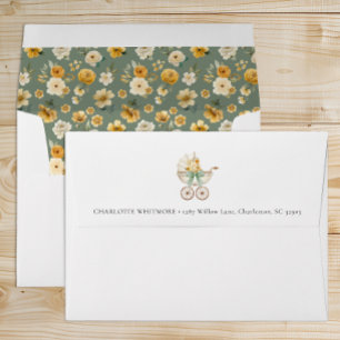 Vintage Sage Floral Carriage Envelope