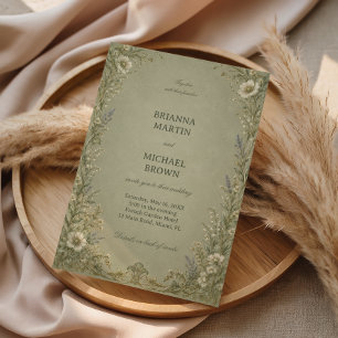 Vintage Sage Floral Invitation