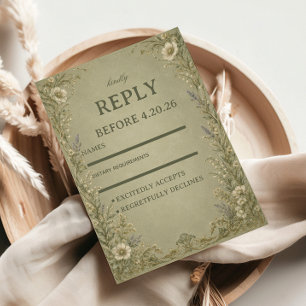 Vintage Sage Floral RSVP Card
