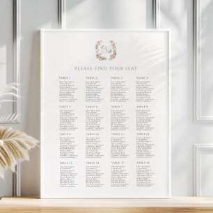  Vintage Sage Floral Wedding Seating Chart Poster
