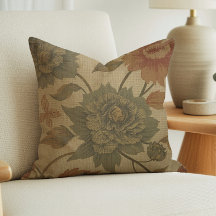 Vintage Sage Green and Orange Floral