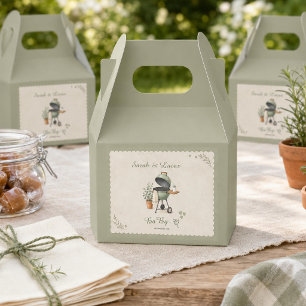 Vintage Sage Green Baby-Q BBQ Neutral Baby Shower Favour Box