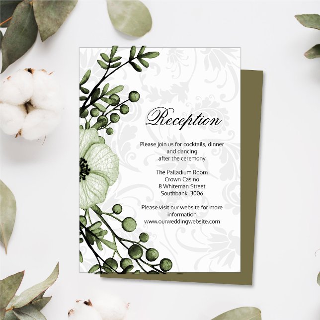 Vintage Sage Green Boho Reception Enclosure Card (Creator Uploaded)