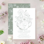 Vintage Sage Green Botanical Bridal Tea Shower Invitation<br><div class="desc">Look no further for a modern, vintage-inspired bridal tea invitation for your upcoming event. Our Vintage Sage Green Botanical Bridal Tea Invitation is the perfect accompaniment to invite your guests in style. Featuring a beautiful line art style Icelandic poppies design in a teapot motif in sage green and white –...</div>