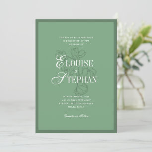 Vintage Sage Green Botanical Luxe Garden Wedding Invitation