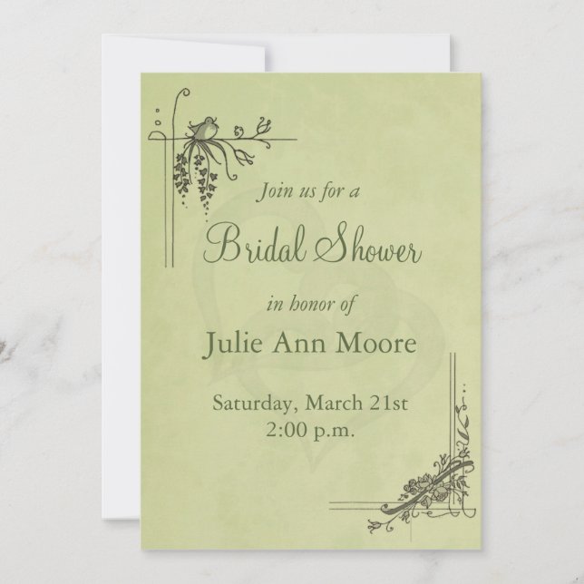 Vintage Sage Green Bridal Shower Invitation (Front)