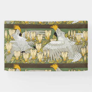 Vintage Sage Green Cockatoo Parrot Magnolia Art Banner