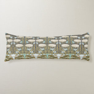 Vintage Sage Green Dragonfly & Lily Art Body Cushion