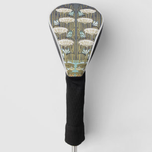 Vintage Sage Green Dragonfly & Lily Art Golf Head Cover