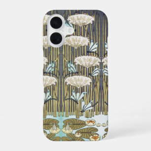 Vintage Sage Green Dragonfly & Lily Art iPhone 16 Case