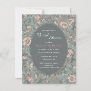 Vintage Sage Green Dusty Rose Bridal Shower Invitation