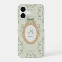 Vintage Sage Green English Cottage Style Monogram
