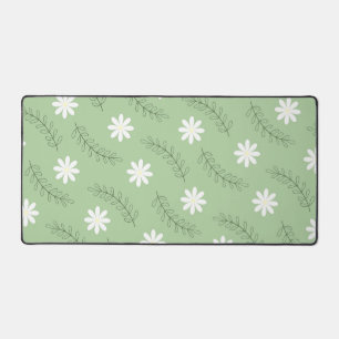 Vintage Sage Green Floral Tropical Flower Pattern Desk Mat