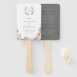 Vintage Sage Green Floral Wedding Program Hand Fan