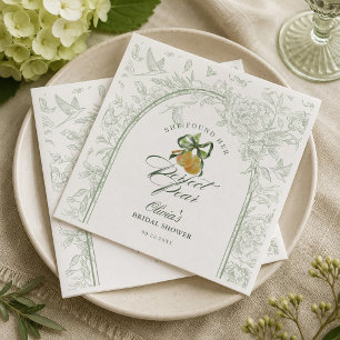 Vintage Sage Green Perfect Pair Pear Bridal Shower Napkin