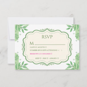 Vintage Sage Green RSVP Card with Meal Choice
