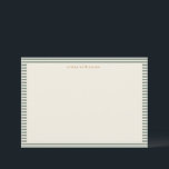 Vintage Sage Green Stripes Personalised Christmas Thank You Card<br><div class="desc">Style your correspondence with this personalised flat notecard featuring a classic sage green striped border and timeless minimalist design. Perfect for thank-you notes, professional messages, or everyday writing, this card is ideal for those who love refined, understated stationery. Custom name at the top adds a thoughtful touch—making it a stylish...</div>