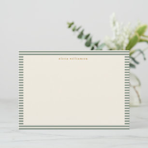 Vintage Sage Green Stripes Personalised Christmas Thank You Card