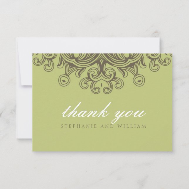 Vintage Sage Green Wedding Thank You Card (Front)