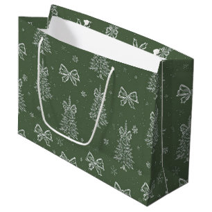 Vintage Sage Green Winter Toile Christmas (4) Large Gift Bag