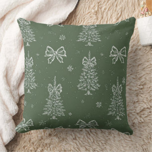Vintage Sage Green Winter Toile Christmas (6) Cushion
