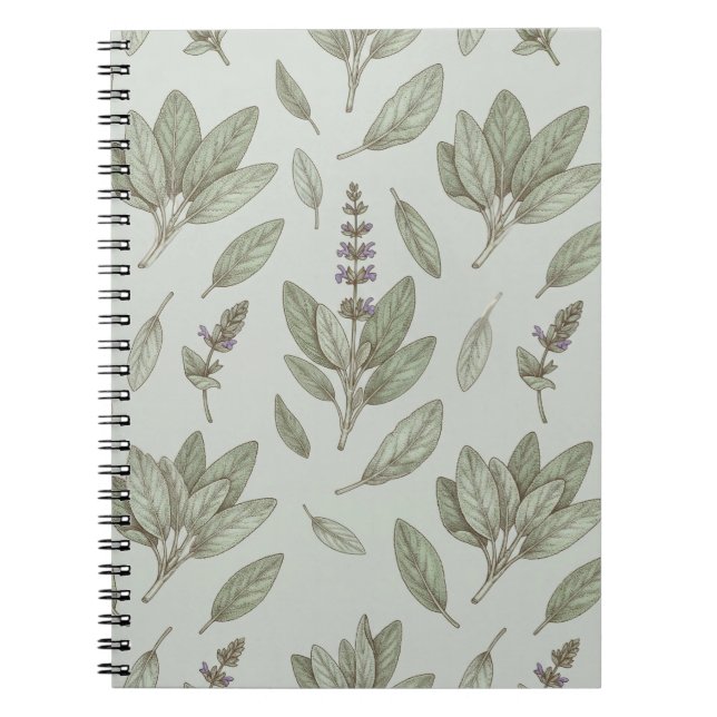 Vintage Sage Herb Botanical Notebook (Front)