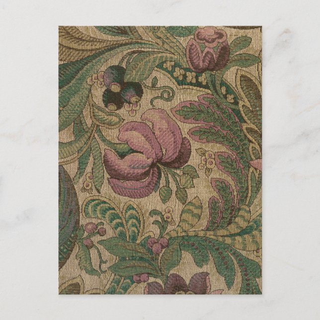 Vintage Sage Mauve 1918 Botanical Pattern Postcard (Front)