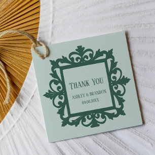 Vintage Sage Ornamental Frame Wedding Thank You Favour Tags