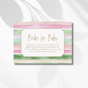 Vintage Sage Peach Blush Striped Books For Baby Enclosure Card