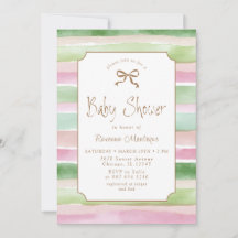 Vintage Sage Peach Blush Striped Gold Baby Shower