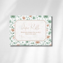 Vintage Sage Peach Wildflowers Gold Diaper Raffle
