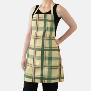 Vintage Sage Red Plaid Aesthetic Apron