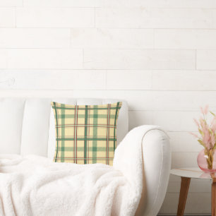 Vintage Sage Red Plaid Aesthetic Cushion