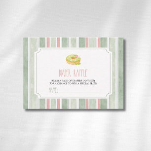 Vintage Sage Striped Matcha Doughnut Diaper Raffle Enclosure Card