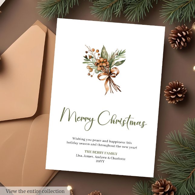 Vintage Sage Terracotta Minimalist Christmas Card (Vintage Sage Terracotta Minimalist Christmas Card)