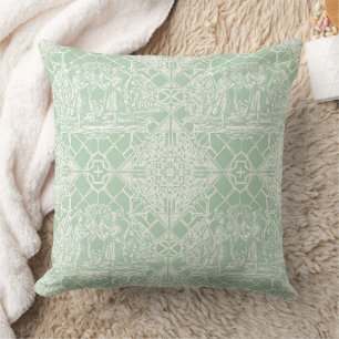Vintage Sage Toile with Classical Figures Cushion
