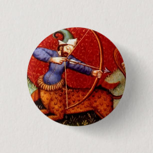Vintage Sagittarius Mediaeval Archer 3 Cm Round Badge