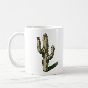 Vintage Saguaro Cactus With Red Desert Bloom Coffee Mug
