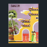 Vintage Saigon Vietnam Travel Postcard<br><div class="desc">A vintage poster advertising travel to Saigon in Vietnam.</div>