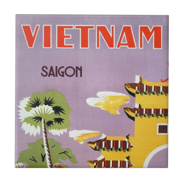 Vintage Saigon Vietnam Travel Tile (Front)
