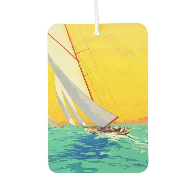 Vintage Sail Boats French Travel Car Air Freshener (Front)